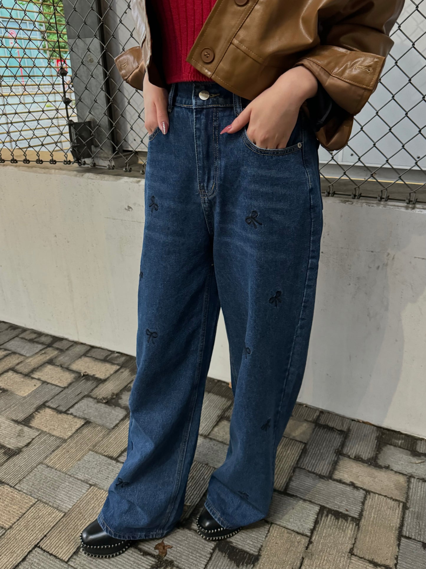 RIBBON DENIM PANTS